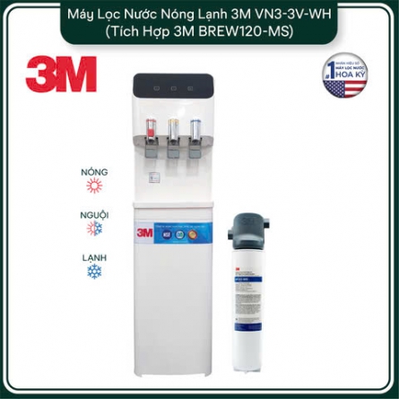 Cây Lọc Nước Nóng Lạnh 3M VN3-3V (Tích Hợp Máy Lọc Nước 3M BREW120-MS)